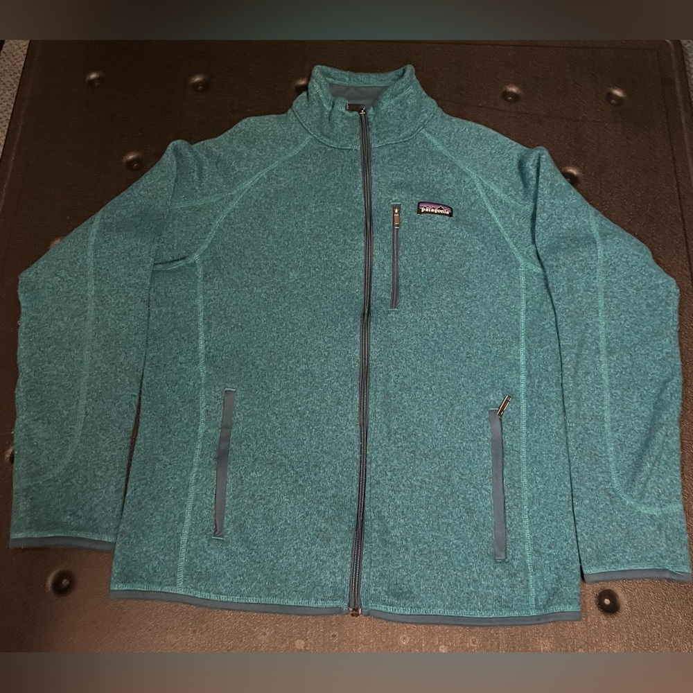 Patagonia Womens Better Sweater Jacket M Green Teal Fleece Full Zip Logo